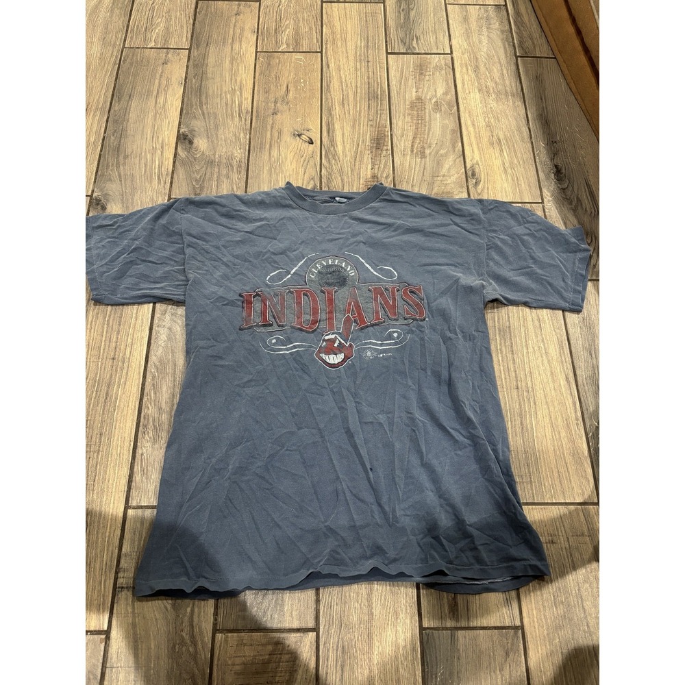 Vintage 1995 Cleveland Indians Chief Wahoo T-Shirt XL Single Stitch MLB Blue